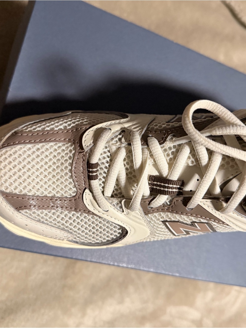 New Balance Cream and Brown Women's Sneakers - Picture 5 of 11